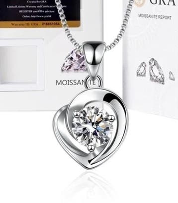 Zilveren ketting met moissenaite, Nieuw, Ophalen of Verzenden, Met hanger, Zilver