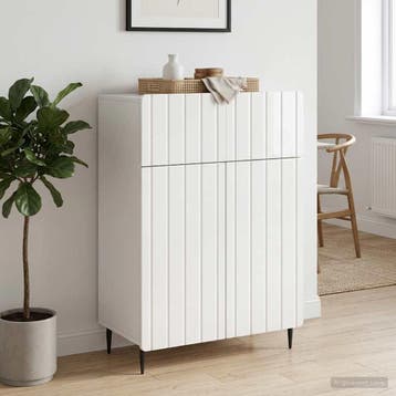 vidaXL Dressoir Hoogglans Wit 66 x 34,5 x 92 cm Bewerkt hout, Verzenden, Nieuw, Overige houtsoorten, Minder dan 50 cm