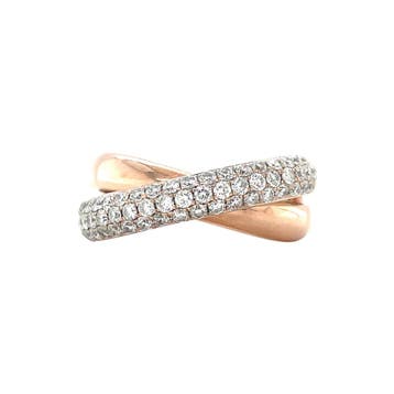 Roségouden ring met diamant 14 karaat, Verzenden, Zo goed als nieuw, Goud