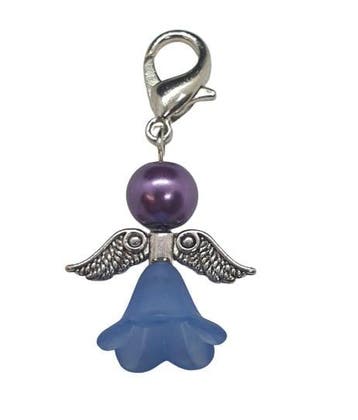 Geluks Engeltje met clip paars blauw (Bedels), Ophalen of Verzenden, Nieuw, Kraal