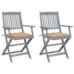 vidaXL Tuinstoelen 2 st inklapbaar met kussens massief, Verzenden, Nieuw, Hout