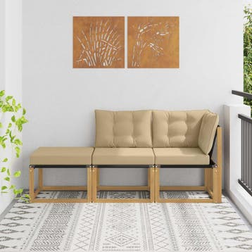 vidaXL 3 st Sectie Sofa Eenheden Massief acaciahout en, Verzenden, Nieuw, 3 zitplaatsen
