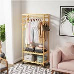 Rollend Bamboe Kledingrek – Open Kast met Stang en 4 Haken, Huis en Inrichting, Verzenden, Nieuw