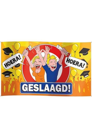 Geslaagd vlag 100x150cm, Ophalen of Verzenden, Nieuw