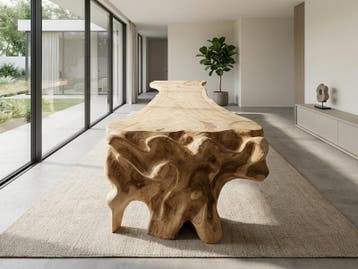 Suar Waterval Tafel 625 cm | Massief Suarhout | XXL L-tafel, Huis en Inrichting, Tafels | Eettafels, Ophalen, 100 tot 150 cm, Vijf personen of meer