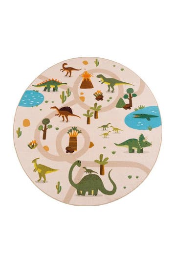 Rond Speelkleed | Coco | Dinosaurus | Beige | 120x120 cm, Verzenden, Nieuw