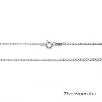 Fijne 925 zilveren plat Marina schakel ketting 45 cm lang en, Verzenden, Nieuw, Zilver