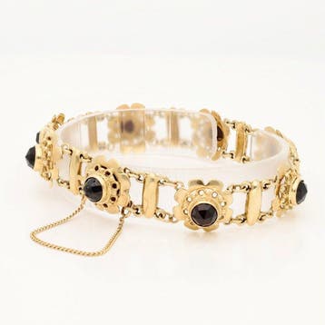 Armband - 14 karaat Geel goud - 4.32ct. tw. Granaat, Nieuw