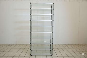 Glazen vitrinekast met zilverkleurige profielen, Ophalen of Verzenden, Nieuw