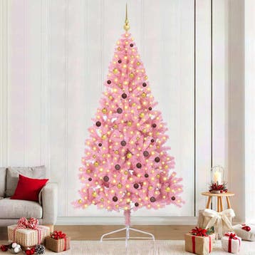 vidaXL Kunstmatig Voorverlicht Kerstboom met 300 LED Roze, Diversen, Kerst, Verzenden, Nieuw