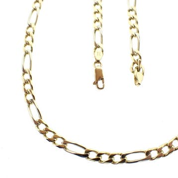 Bicolor gouden Figaro schakelketting, Ophalen of Verzenden, Gebruikt, Overige kleuren, Goud