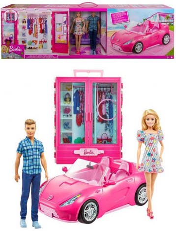 Barbie en Ken – Cabrio Auto en Kledingkast Speelset, Verzenden, Nieuw