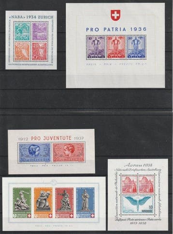 Zwitserland 1934/1960 - Alle blokuitgiften uit deze periode, Gestempeld