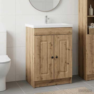vidaXL Badkamer onder wastafel kast Artisanaal eiken 56 x, Verzenden, Nieuw