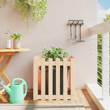 vidaXL Plantenbak met hekontwerp 60x60x60 cm massief, Tuin en Terras, Bloembakken en Plantenbakken, Verzenden, Nieuw, 60 tot 100 cm