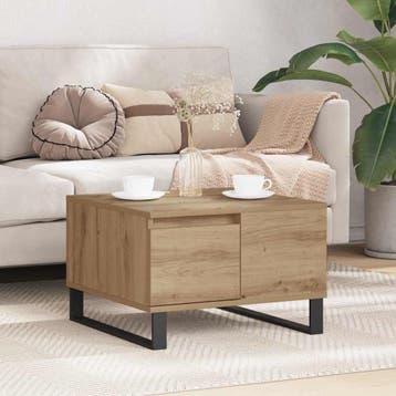 Bijzettafel met lade - Artisanaal eiken | Tweedekansje, 50 tot 100 cm, Vierkant, Zo goed als nieuw, Modern
