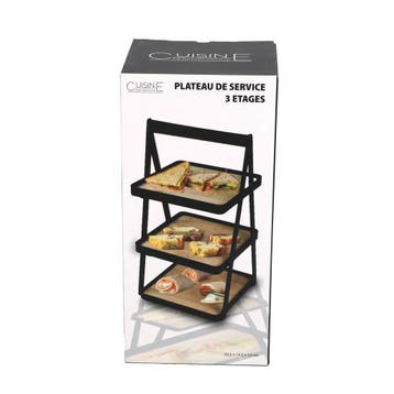 Etagere 3 etages bamboe metaal zwar van €10,99 voor €9,89, Ophalen of Verzenden, Nieuw