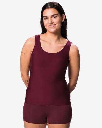 HEMA Dames bh hemd smoothing met ingebouwde cups donkerrood, Verzenden