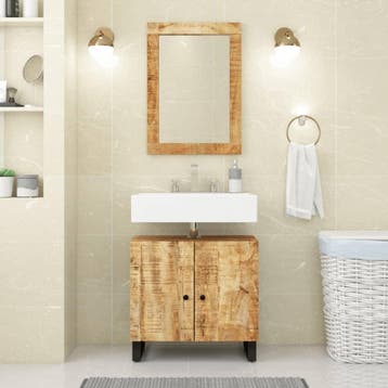 vidaXL Wastafelkast 62x33x58 cm massief mangohout en bewerkt, Huis en Inrichting, Verzenden, Nieuw, Wastafelkast, Minder dan 100 cm