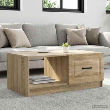 vidaXL Salontafel Sonoma Eiken 90 x 50 x 37 cm Bewerkt hout, Verzenden, Nieuw, Overige houtsoorten, 50 tot 100 cm