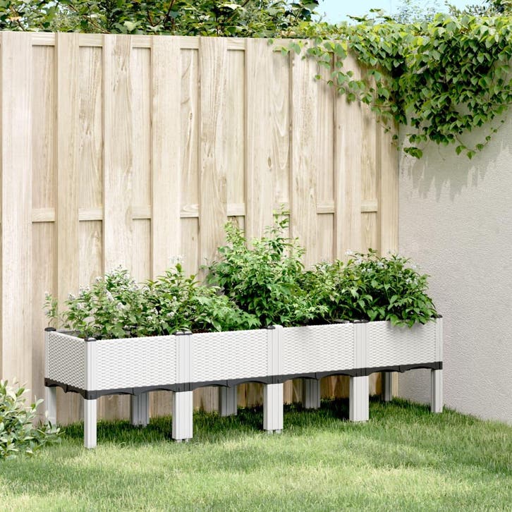 vidaXL Plantenbak met poten 160x40x42 cm polypropeen wit, Tuin en Terras, Bloembakken en Plantenbakken, Nieuw, Kunststof, Verzenden