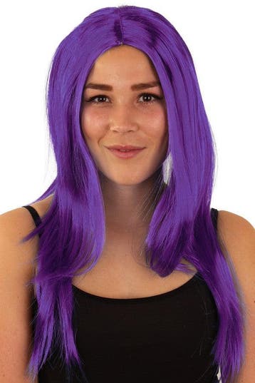Pruik paars lang haar, Verzenden, Nieuw
