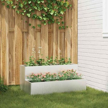 vidaXL Plantenbak Zilver 100 x 60 x 45 cm Roestvrij staal, Verzenden, Nieuw, Metaal, 60 tot 100 cm