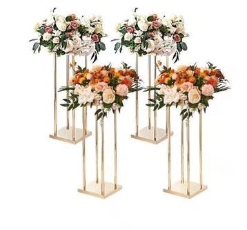 Gouden Metalen Bloemenstandaard Geometrische Centerpiece, Huis en Inrichting, Woonaccessoires | Vazen, Verzenden, Nieuw