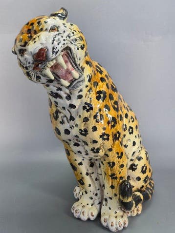 Große Keramik Leopard Figur – Italienisch Vintage - Figuur -