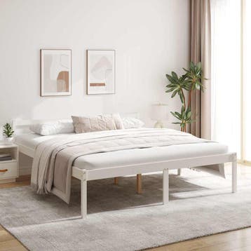 vidaXL Seniorenbed massief grenenhout wit 180x200 cm, Huis en Inrichting, Eenpersoons, Verzenden, Wit, Nieuw