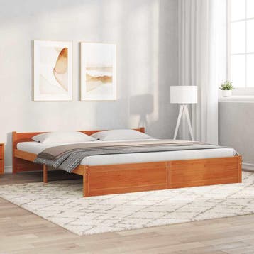 vidaXL Bedframe Wasbruin 205,5 x 205,5 x 51 cm Massief, Huis en Inrichting, Verzenden, Nieuw, Bruin, Hout