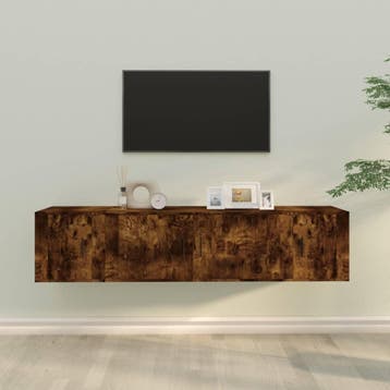 vidaXL 3-delige Tv-meubelset bewerkt hout gerookt, Verzenden, Nieuw, Overige houtsoorten