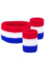 Kind Zweetbandjes Set Rood Wit Blauw Koningsdag Kinder Hoofd, Ophalen of Verzenden, Nieuw, Carnaval, Accessoires