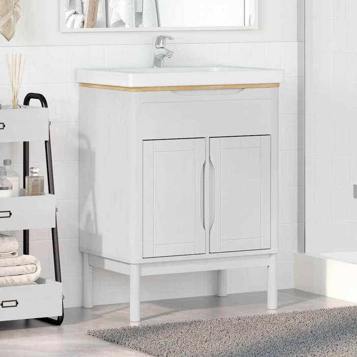 vidaXL Badkamer wastafelkast met plank FLORO Wit 60 x 40 x, Huis en Inrichting, Badkamer | Badkamermeubels, Wastafelkast, Nieuw