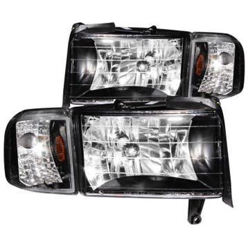 ANZO 1994-2001 Dodge Ram Crystal Headlights Black, Auto-onderdelen, Ophalen of Verzenden, Nieuw
