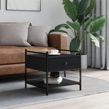 vidaXL Salontafel 50x50x50 cm bewerkt hout zwart, Verzenden, Nieuw, Overige houtsoorten, 50 tot 100 cm