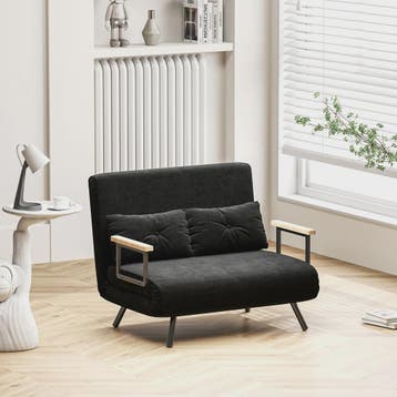 Zwarte 4-in-1 Sofa Bed met Verstelbare Rugleuning en 2 Kusse, Verzenden, Nieuw