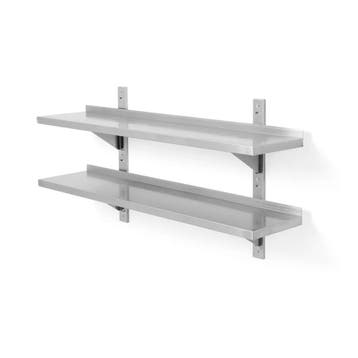 Hendi Dubbel verstelbare wandplank + 2 stalen beugels 120cm, Verzenden, Nieuw