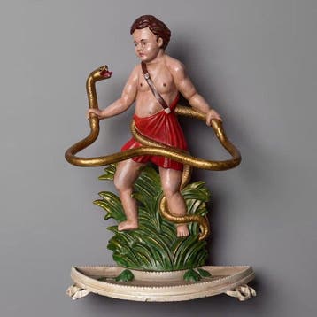 Beeld, XL Hercules en slang paraplubak 54 cm - 54 cm -