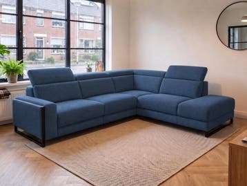 Hoekbank Meppel - hoekbanken - Blauw, Huis en Inrichting, Nieuw, 150 cm of meer, Stof, 250 tot 300 cm