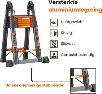 Moeve Vouwladder 5 Meter - Telescopische Ladder -, Ophalen of Verzenden, Zo goed als nieuw