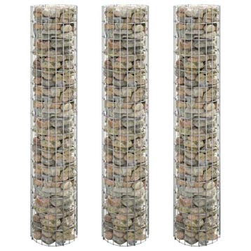 vidaXL Gabion plantenbakken 3 st rond verhoogd Ø30x150 cm, Verzenden, Minder dan 60 cm, Nieuw, Metaal