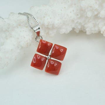 Koraal - Zilver, Zonder reservering - Ketting met hanger -, Antiek en Kunst, Curiosa en Brocante