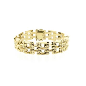 Gouden tankschakel armband, Ophalen of Verzenden, Gebruikt, Goud, Goud