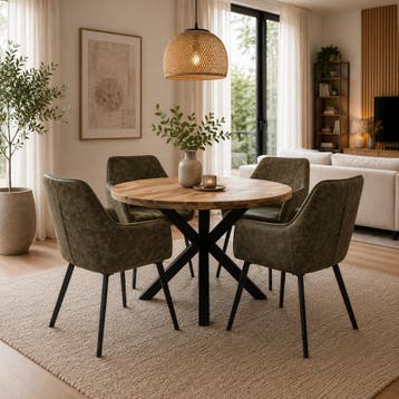 Lars Deal 130cm mango + 4x Texas hunter, Huis en Inrichting, Ophalen of Verzenden, Nieuw