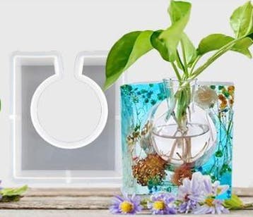Siliconenmal vierkant md3949 met bolvaasje epoxy resin 16 cm, Ophalen of Verzenden, Nieuw