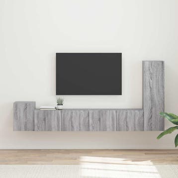 vidaXL Tv-meubelset 3 st Grijs Sonoma Bewerkt hout, Minder dan 50 cm, Verzenden, 100 tot 150 cm, Nieuw
