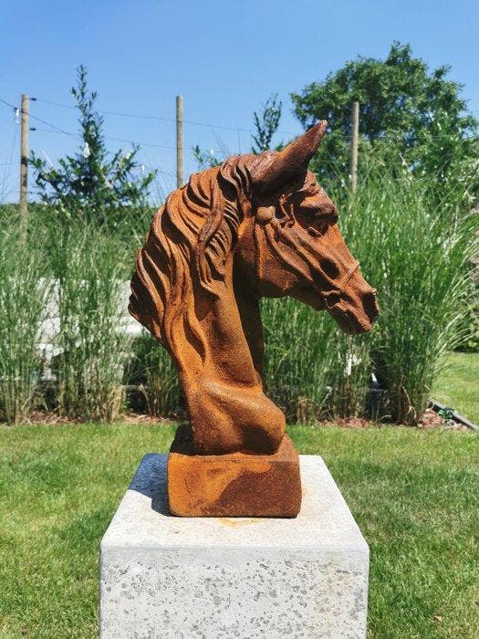 sculptuur, A rustic horse head - 40 cm - IJzer, Antiek en Kunst, Kunst | Designobjecten