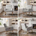 Lichtgrijze Schommelstoel – Lamsfluweel en Met Opbergzakken, Hout, Verzenden, Wit, Nieuw