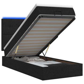 vidaXL Ottoman Bed met Matrassen en LED Zwart 80 x 200 cm, Verzenden, Nieuw, Zwart